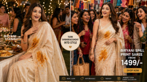 The ₹1 Lakh Biryani Saree: When a Celebrity’s Food Spill Became India’s Bestselling Print